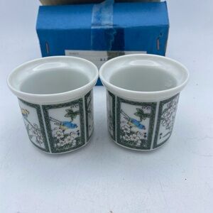 VTG Partylite Mandarin Asian Tealight Voltive Candle Holder Birds floral w/ Box